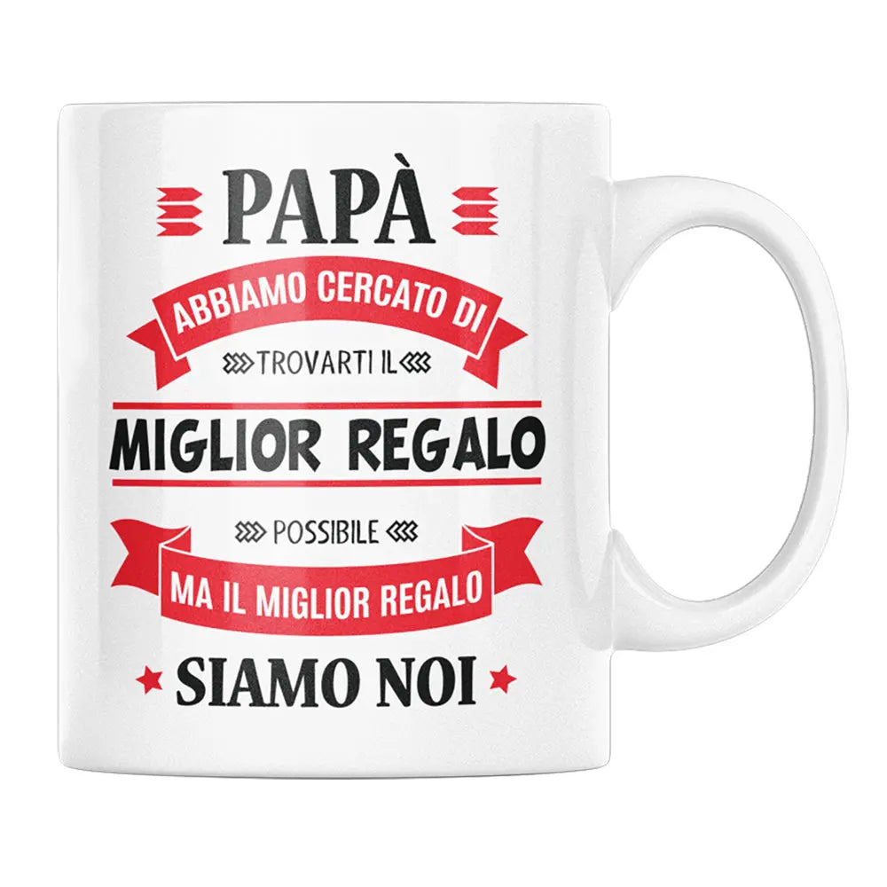 Tazze con immagini iconiche, dediche alla famiglia e frasi motivazionali