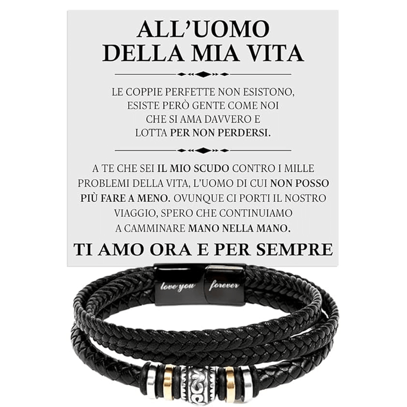 Bracciale Pelle Intrecciata All'Uomo della Mia Vita.