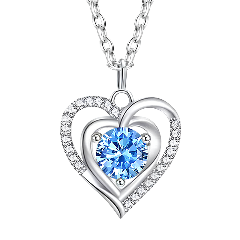 Collana Donna Cuore con Pietra Azzurra - Argento Sterling 925