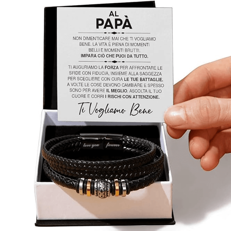 Bracciale Pelle Intrecciata Al Papà - Ti Vogliamo Bene.