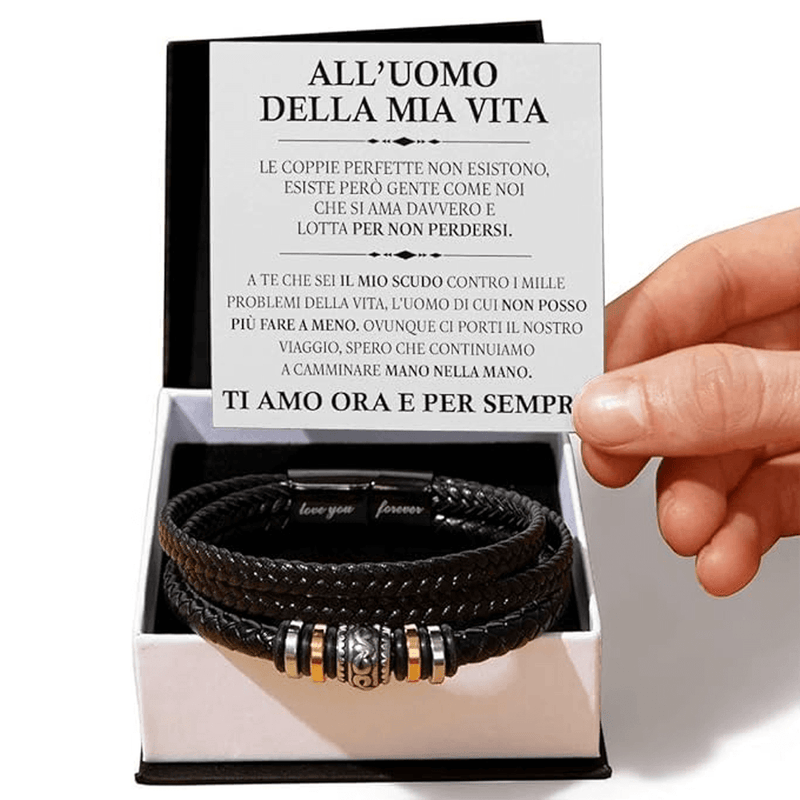 Bracciale Pelle Intrecciata All'Uomo della Mia Vita.