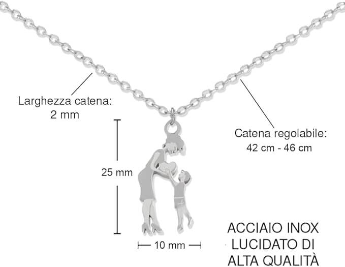 Collana Mamma e Figlio - Acciaio Inox Lucidato di Altissima Qualità