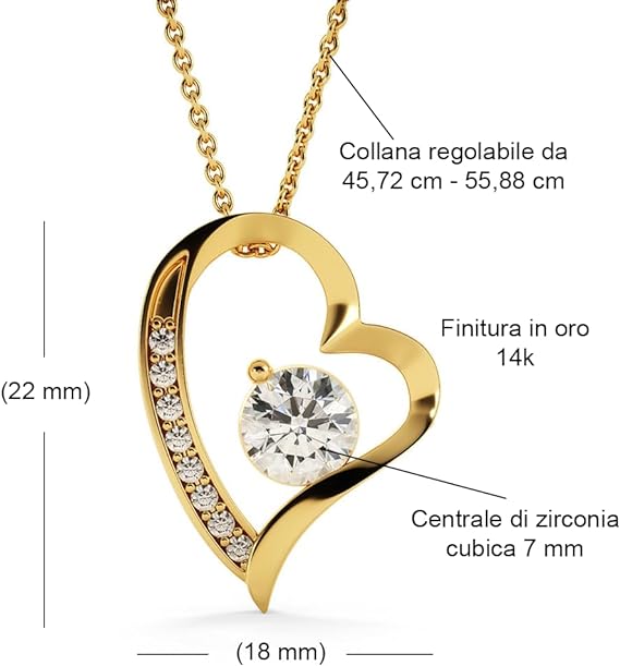 Collana Donna 1 Cuore - Finitura in Oro 14 carati