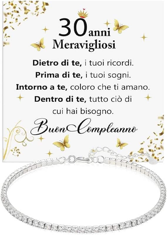 Bracciale Tennis in Argento Sterling 925 Compleanno - 30 anni.