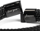 Bracciale Pelle Intrecciata Con "Love You Forever" inciso sulla chiusura