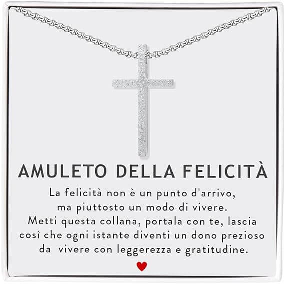 Collana Croce Argento - Amuleto della Felicità.