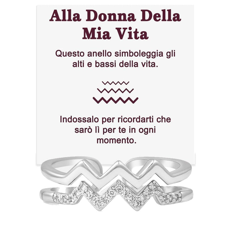 Anello in Argento Sterling 925 - Donna Della Mia Vita - Alti e Bassi