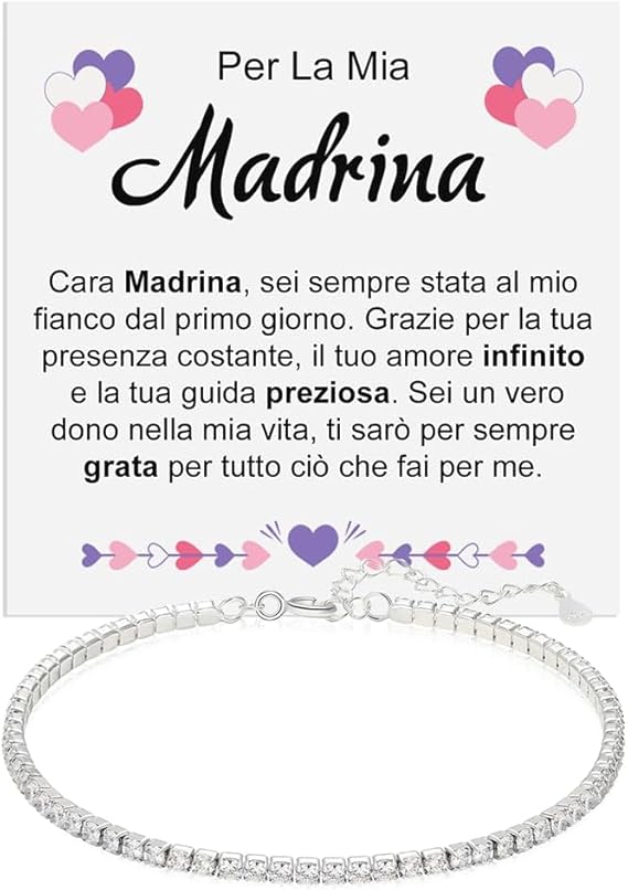 Bracciale Tennis in Argento Sterling 925 - Per la mia Madrina