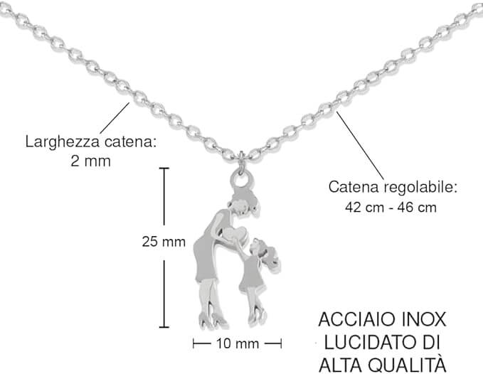 Collana Mamma e Figlia - Acciaio Inox Lucidato di Altissima Qualità