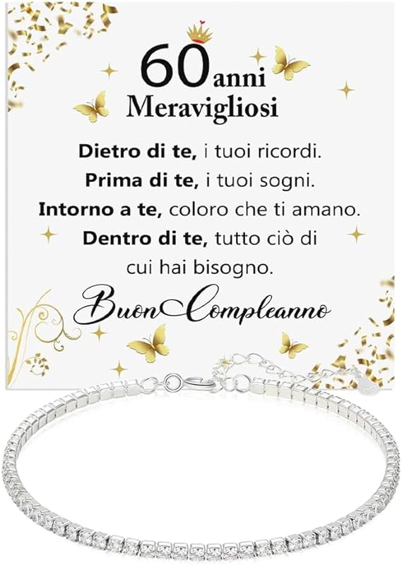 Bracciale Tennis in Argento Sterling 925 Compleanno - 60 anni.