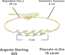 Bracciale Donna in Argento Sterling 925 Placcato in oro 18Kt - Onde del Mare