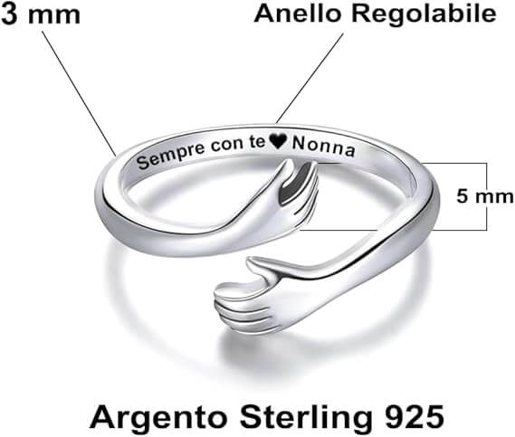 Anello da Donna in Argento Sterling 925 - Sempre con Te Nonna