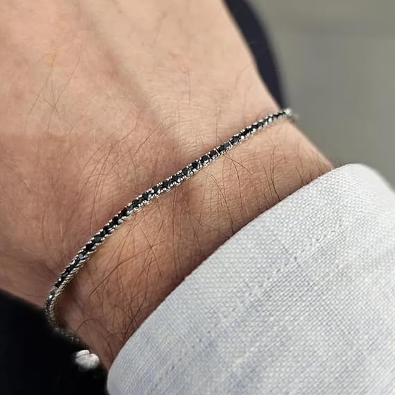 Bracciale Tennis Nero in Argento Sterling 925 - Buona Pensione