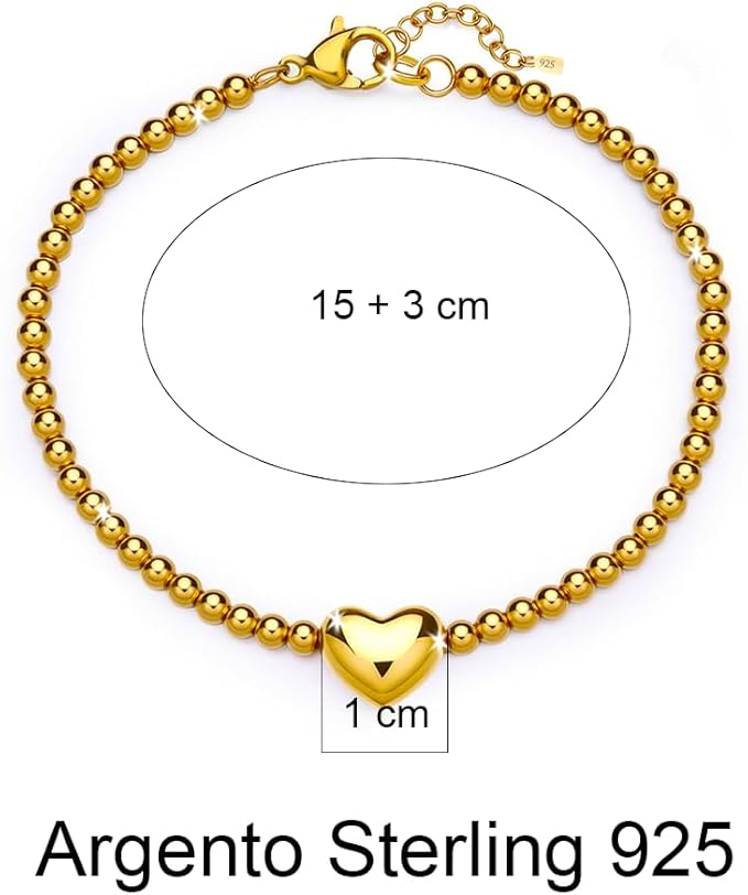 Bracciale Donna in Sterling 925 - Con catena di cuori