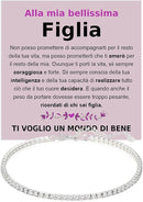 Bracciale Tennis A mia Figlia in Argento Sterling 925 - Ti voglio un Mondo di Bene.
