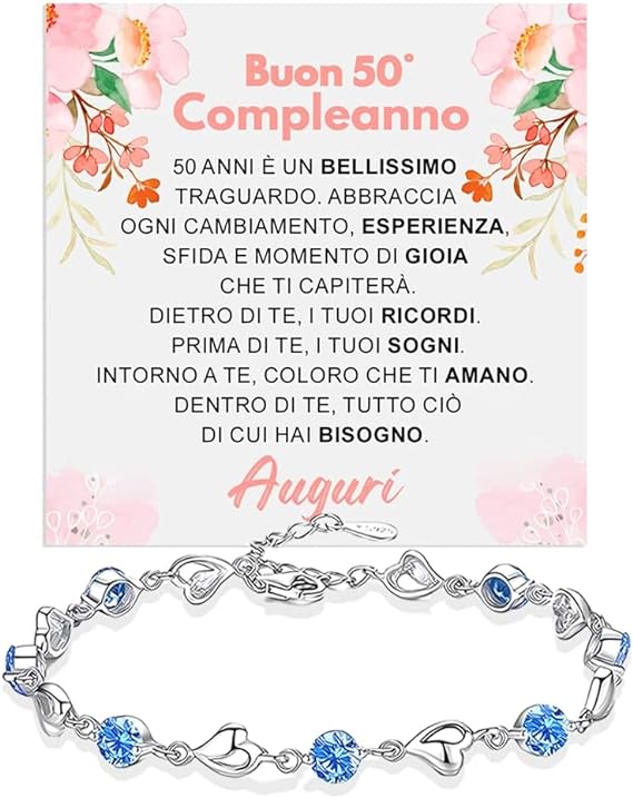 Bracciale Pietre Blu Compleanno - 50 anni