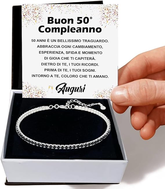 Bracciale Tennis Nero Compleanno - 50 anni