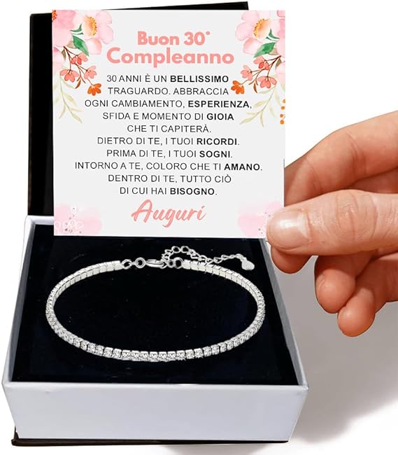 Bracciale Tennis in Argento Sterling 925 Compleanno - 30 anni