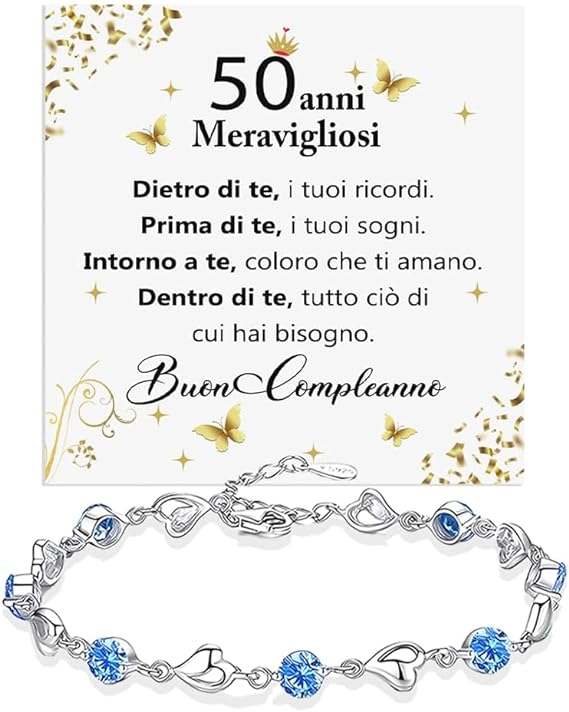 Bracciale Pietre Blu Compleanno - 50 anni.