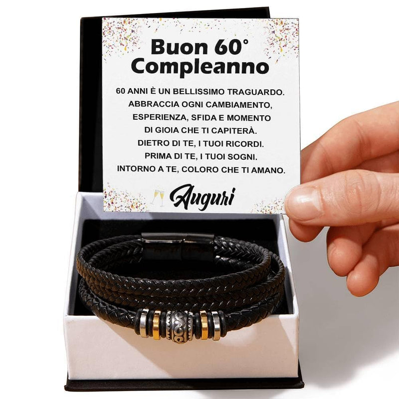 Bracciale Pelle Intrecciata Compleanno - 60 anni