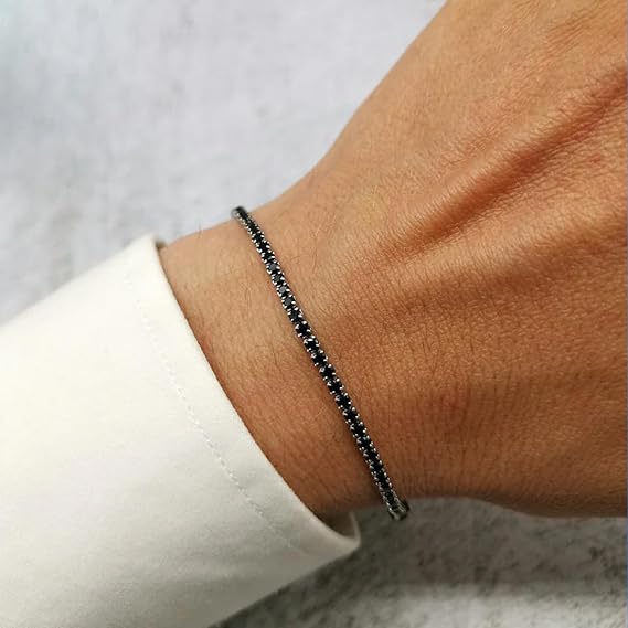 Bracciale Tennis Nero in Argento Sterling 925