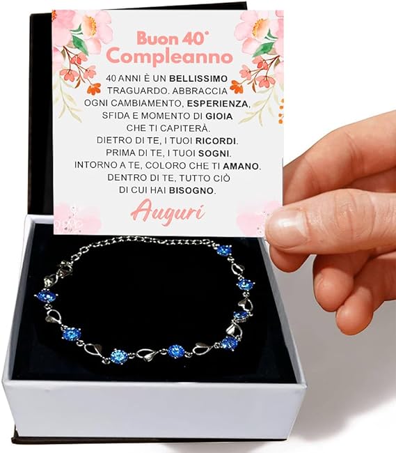 Bracciale Pietre Blu Compleanno - 40 anni