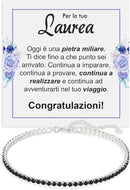 Bracciale Tennis Nero in Argento Sterling 925 - Laurea