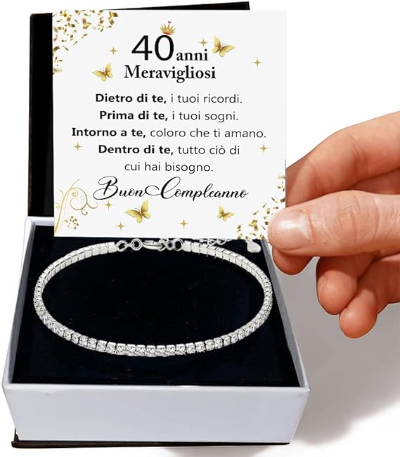 Bracciale Tennis in Argento Sterling 925 Compleanno - 40 anni.