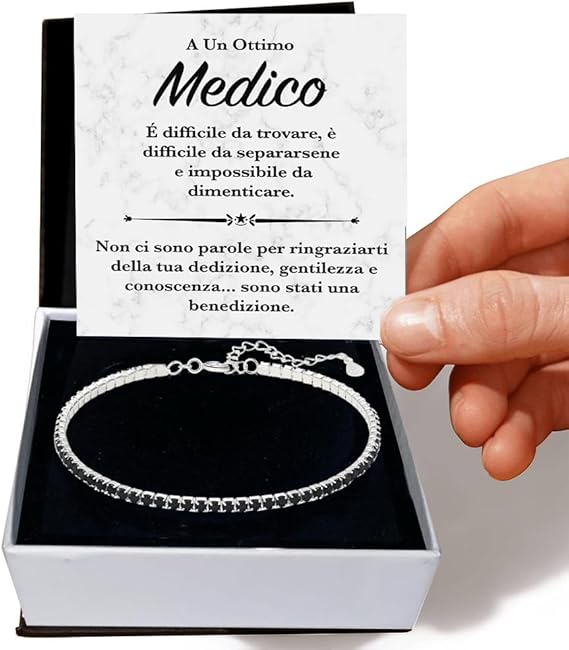 Bracciale Tennis Nero in Argento Sterling 925 - Medico