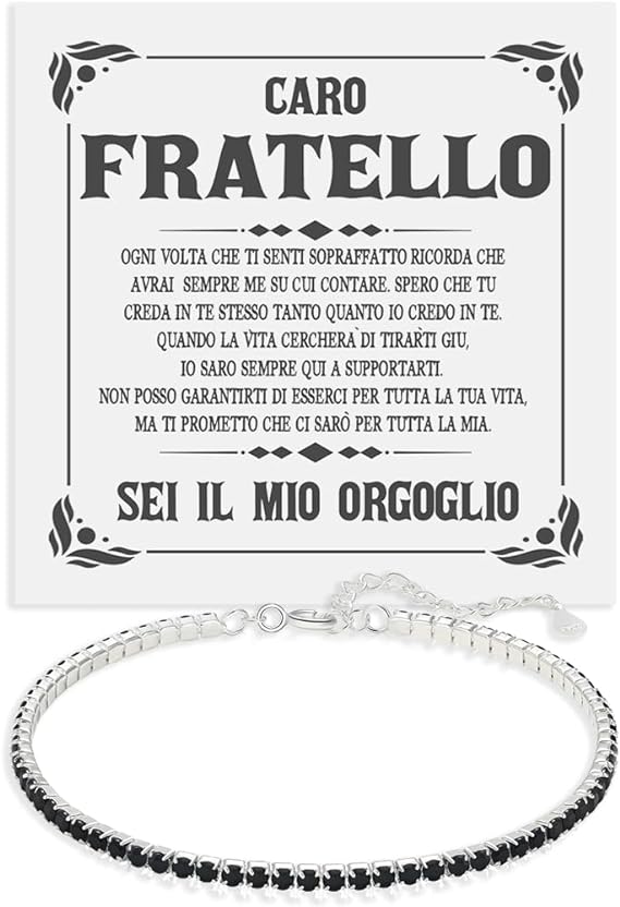 Bracciale Tennis Nero in Argento Sterling 925 - Caro Fratello