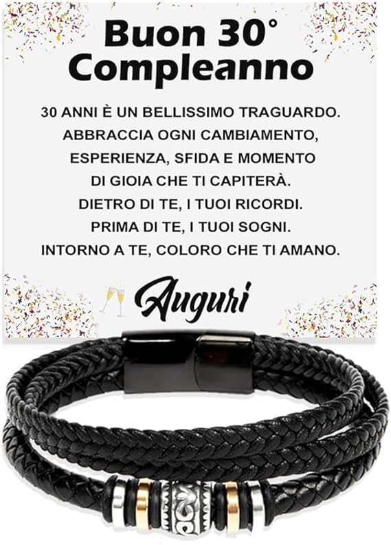 Bracciale Pelle Intrecciata Compleanno - 30 anni