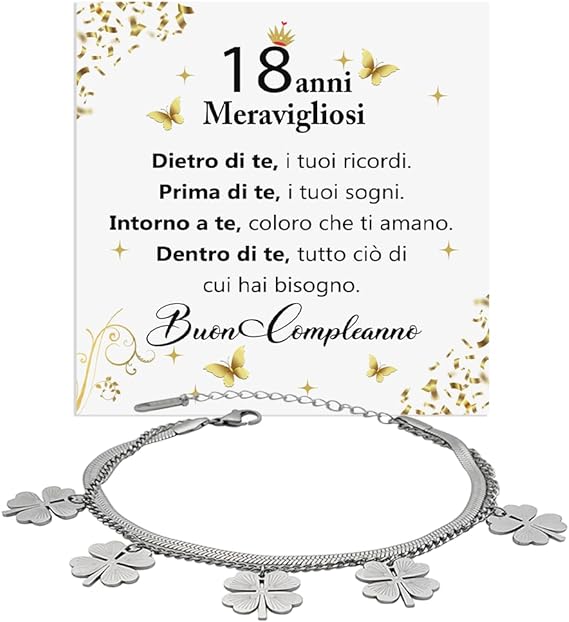 Bracciale Quadrifoglio Compleanno -  18 anni.