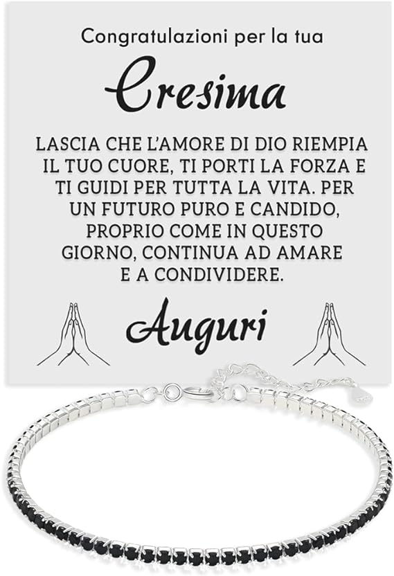 Bracciale Tennis Nero in Argento Sterling 925 - Cresima