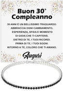 Bracciale Tennis Nero in Argento Sterling 925 Compleanno - 30 anni