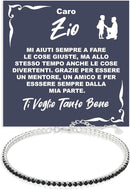 Bracciale Tennis Nero in Argento Sterling 925 - Caro Zio