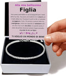 Bracciale Tennis A mia Figlia in Argento Sterling 925 - Ti voglio un Mondo di Bene.