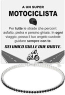 Bracciale Tennis Nero in Argento Sterling 925 - Motociclista