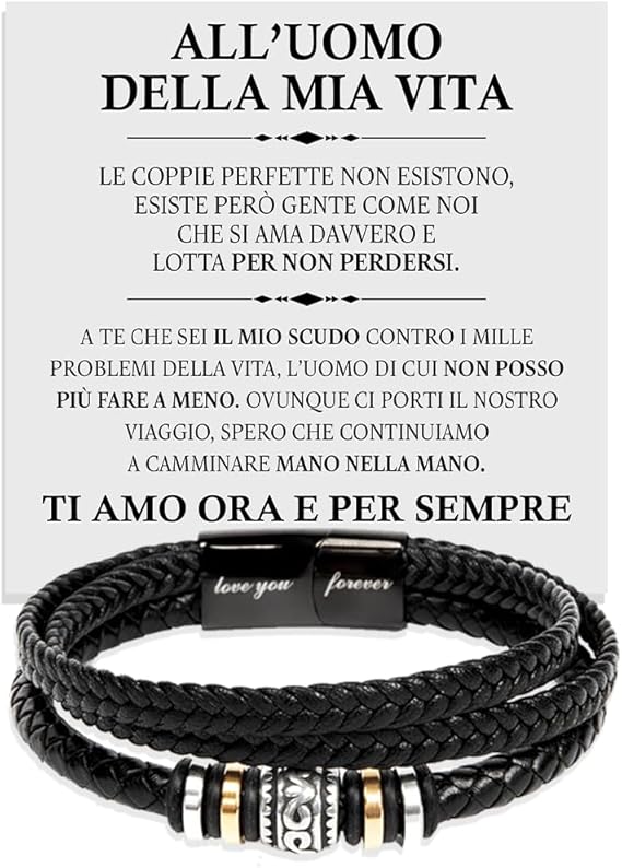 Bracciale Pelle Intrecciata All'Uomo della Mia Vita.