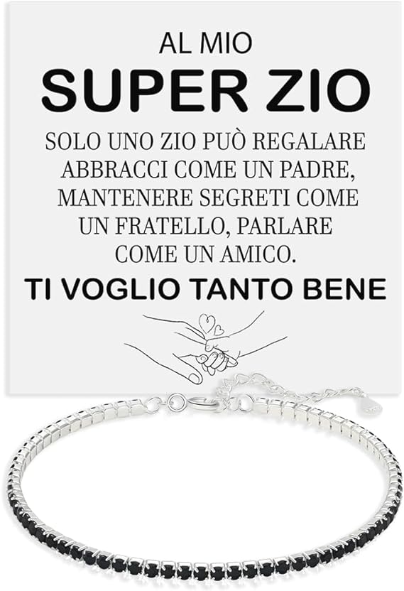 Bracciale Tennis Nero in Argento Sterling 925 - Super Zio