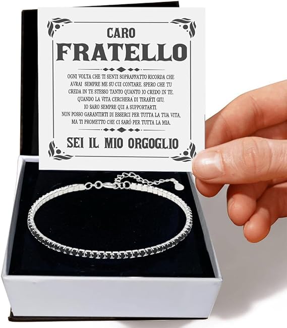 Bracciale Tennis Nero in Argento Sterling 925 - Caro Fratello