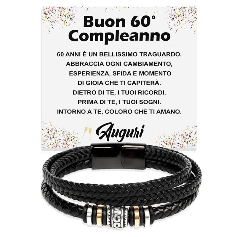 Bracciale Pelle Intrecciata Compleanno - 60 anni