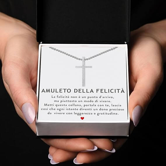 Collana Croce Argento - Amuleto della Felicità.