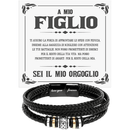 Bracciale Pelle Intrecciata A mio Figlio - Sei il mio Orgoglio.