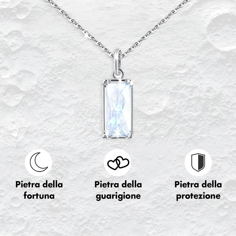 Collana Pietra di Luna Rettangolare in Argento Sterling 925 - A mia Figlia