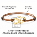 Bracciale Donna Due Cuori Donna Speciale - Corda Intrecciata e Acciaio Inox Lucidato