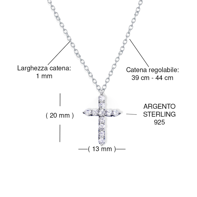 Collana Croce Donna - Argento sterling 925 - Messaggio di FEDE