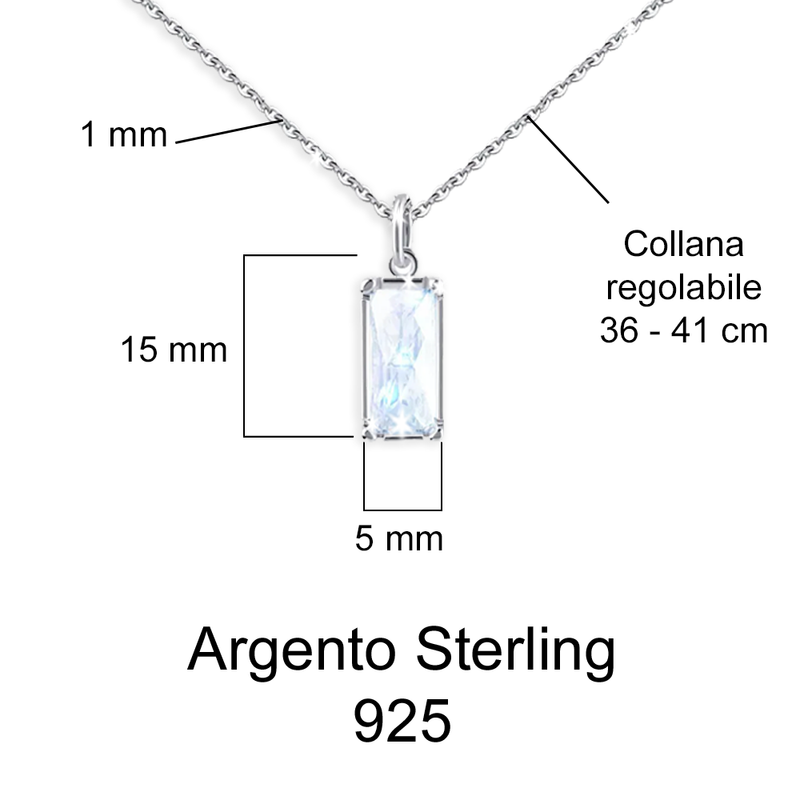 Collana Pietra di Luna Rettangolare in Argento Sterling 925 - A mia cognata