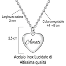 Collana da Donna con Incisione Amati in Acciaio Inox Lucidato
