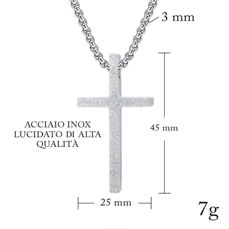 Collana Croce Argento - Amuleto della Felicità.