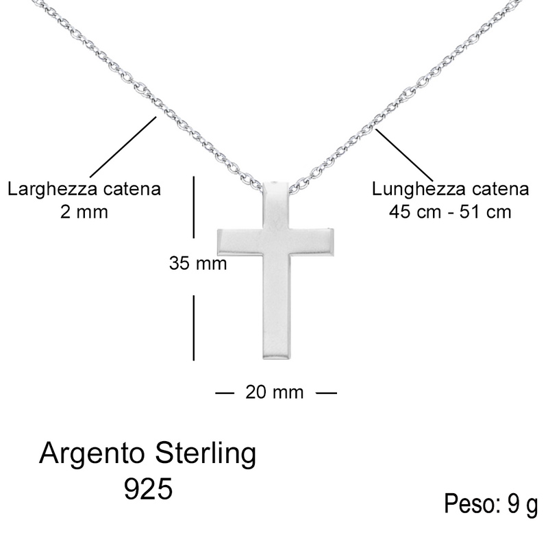 Collana Croce Uomo - Argento Sterling 295 - Messaggio di FEDE